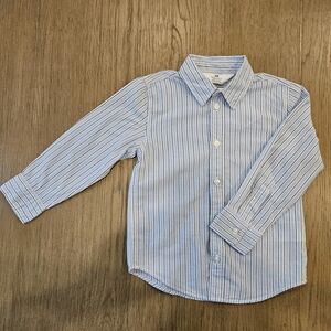 H&M Blue Vertical Striped Long Sleeve Shirt Boy Size 3T NWT